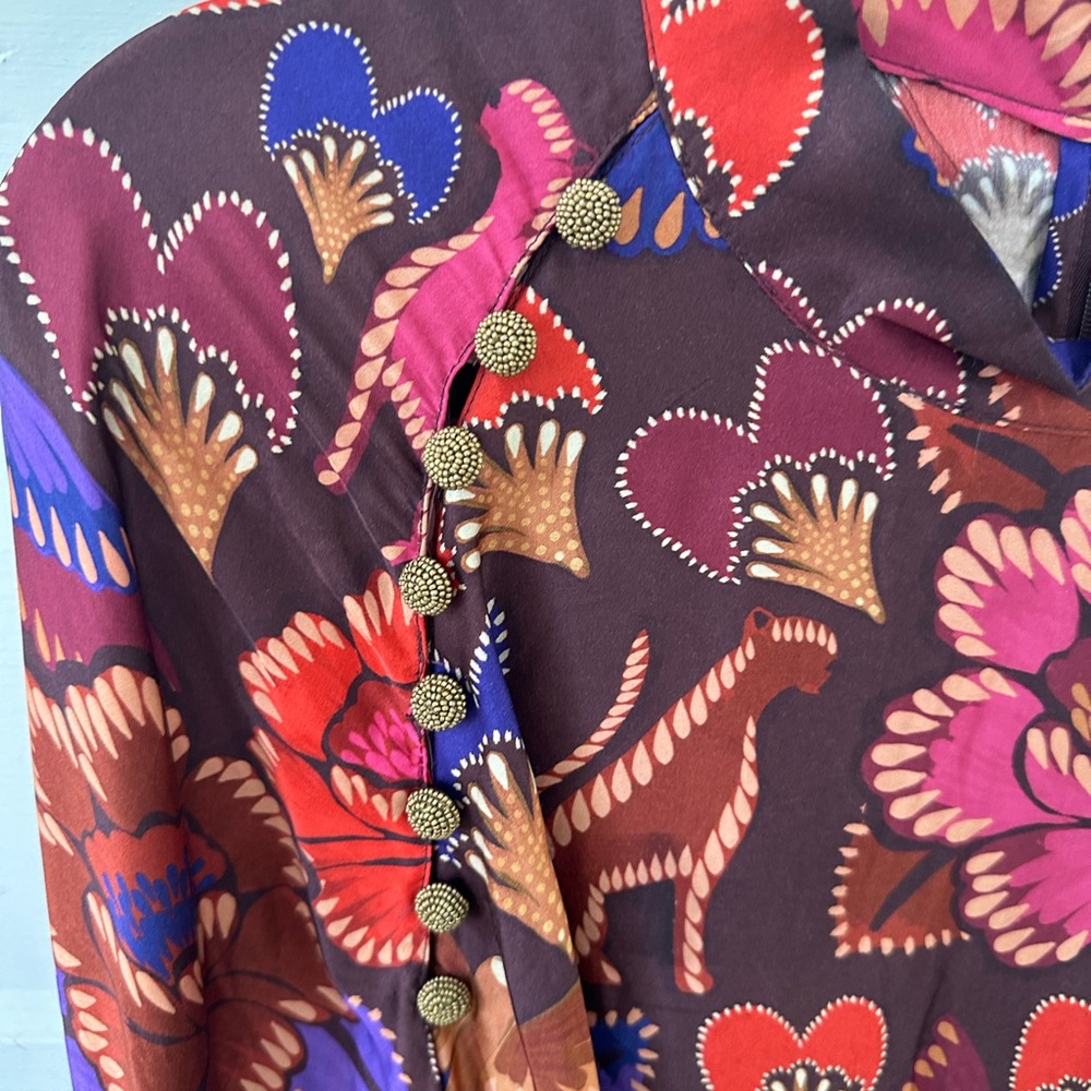FARM Rio Bright Flora Colorful Long Sleeve
Satin Mini Dress Boho Size XL - Picture 8 of 12